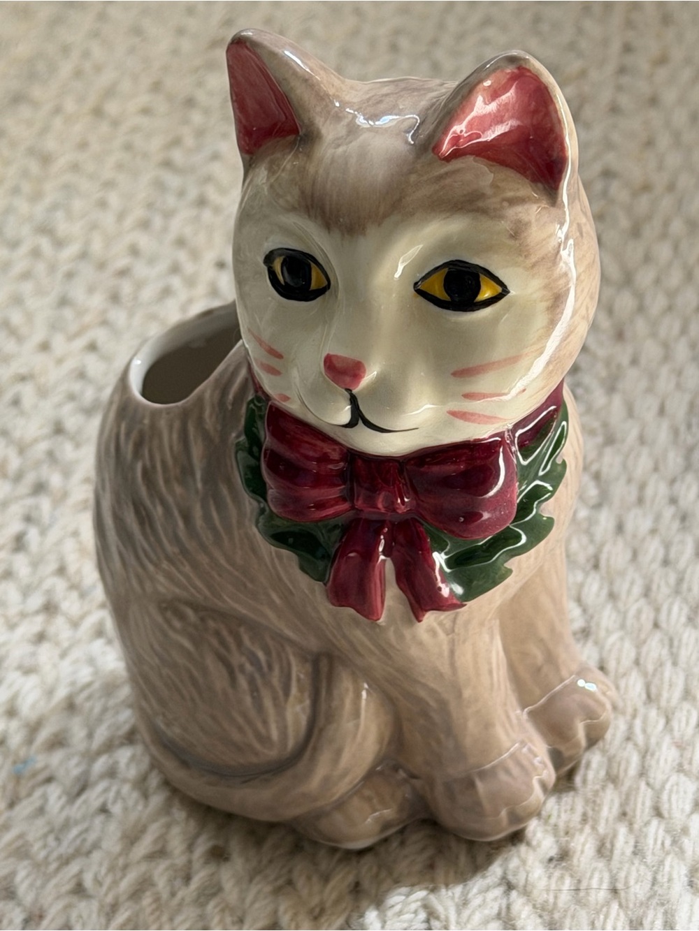 Festive Vintage-Inspired Cat Stoneware Bud Vase From Anthropologie - Picture 2 of 8